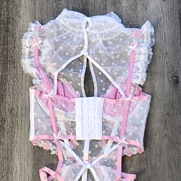 New!For Love and Lemons Pointelle Rose's Teddy - Picture 11 of 16